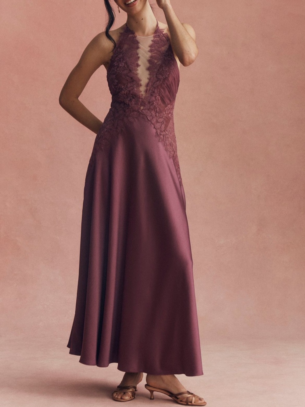 BHLDN Ella Lace Appliqué Maxi Dress